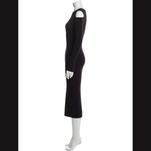 $495 THEORY Jemlora Cutout Cold Shoulder Ribbed Wool Dress SMALL - Picture 7 of 10